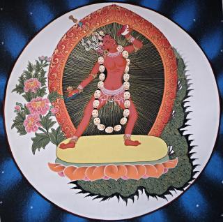 HAND PAINTED  VAJRAYOGINI, FIERCE KALI, GODDESS, TIBETAN THANGKA ART 